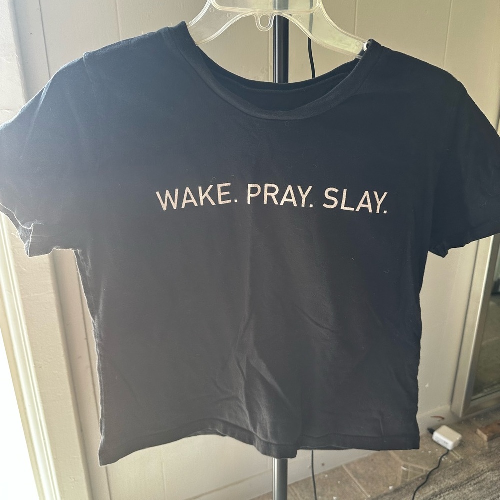 Wake Pray Slay crop tshirt